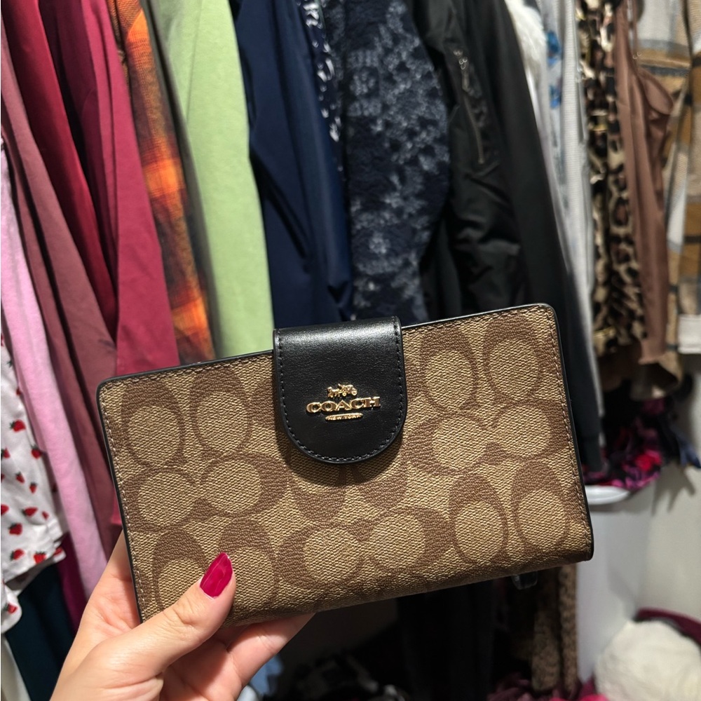 Coach Brown and Black Monogram Wallet